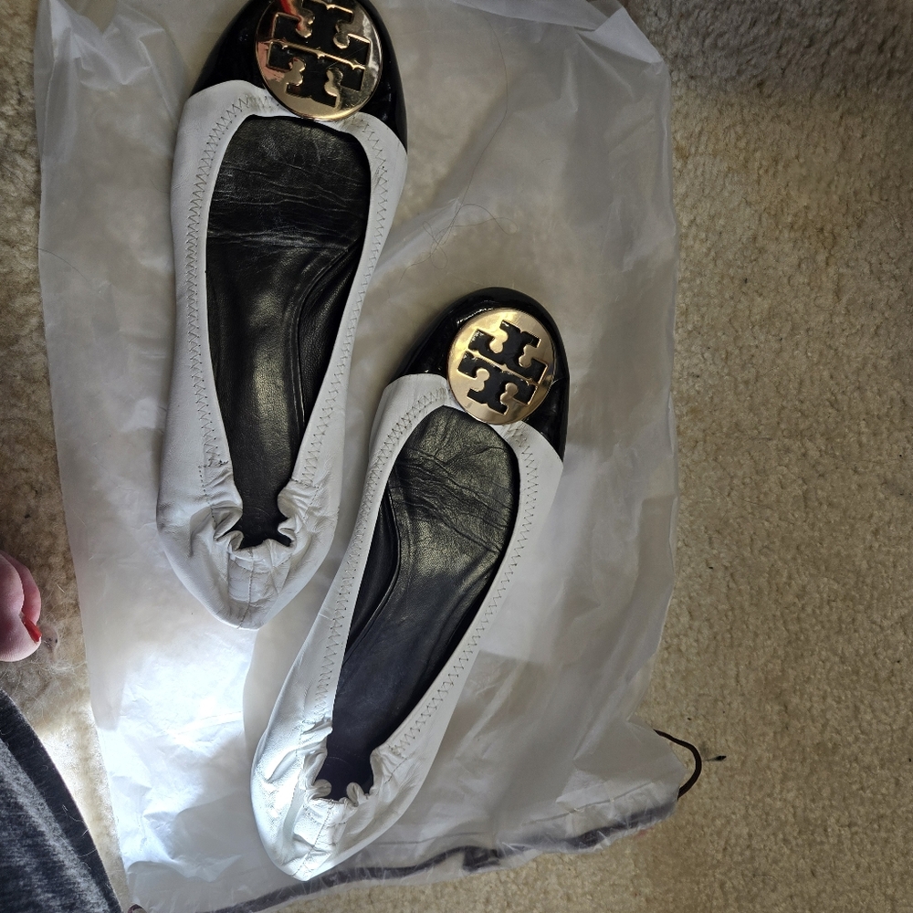Tory Burch Black and White Flats
